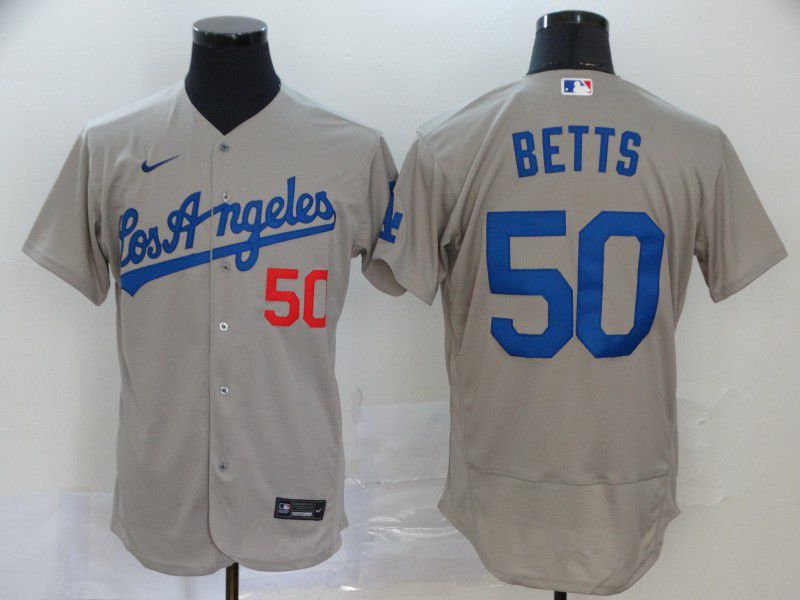 Men Los Angeles Dodgers #50 Betts Grey Elite Nike Elite MLB Jerseys->boston red sox->MLB Jersey